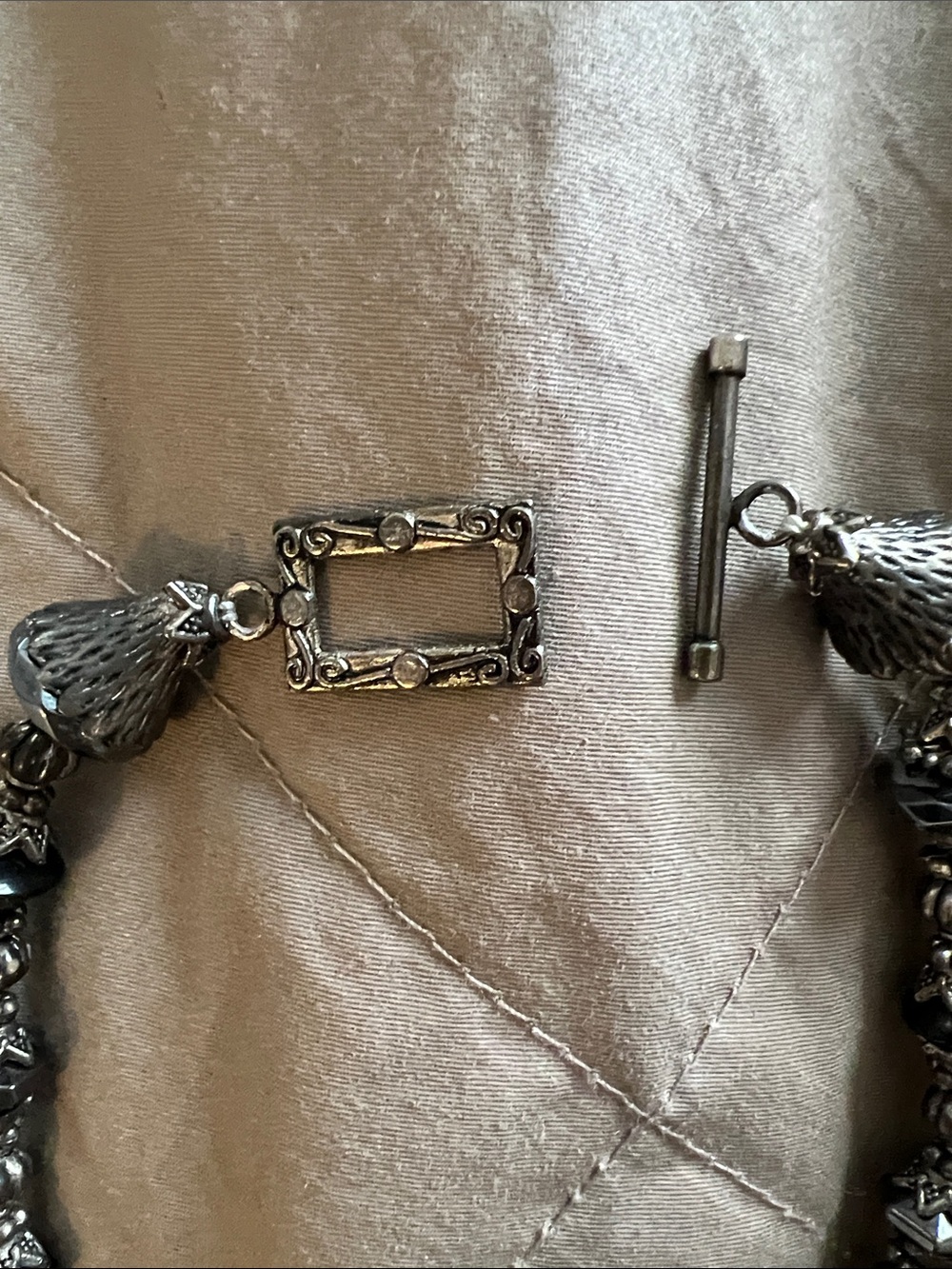 Silver and Black Beaded Necklace - Women Jewelry - Picture 5 of 6